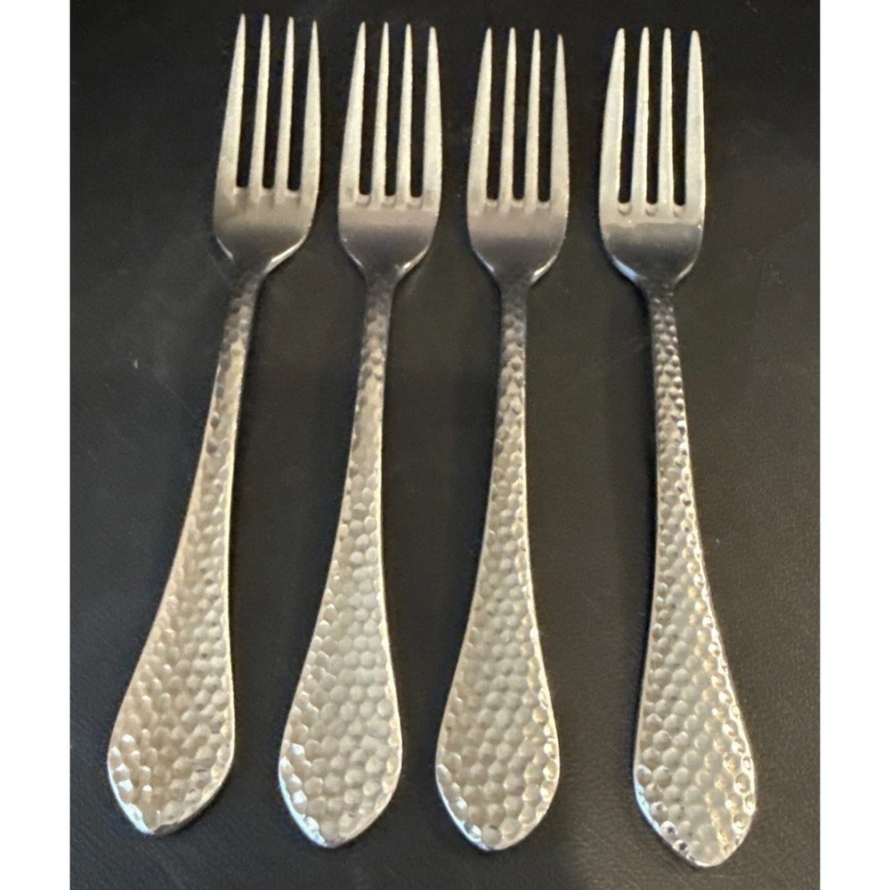 Walco Hammered Fork Forks Dinner Set Of 4 Stainless Steel